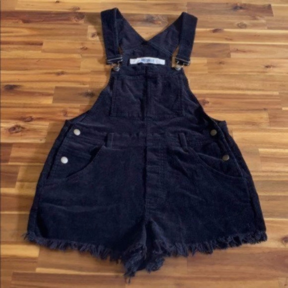 Brandy Melville Black Corduroy Short Overalls S